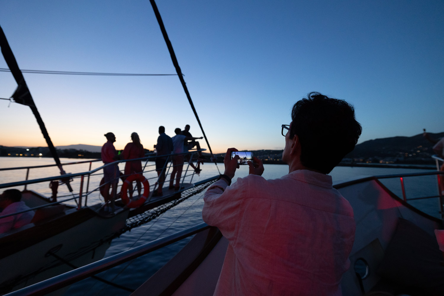 Sunset team building cruise in Greece — DMC agency organizing corporate trip with scenic sailing experience and networking moments at sea.