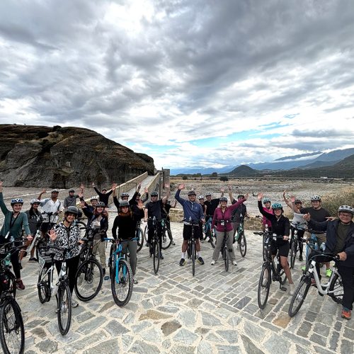 Group of EO leaders enjoying an electric bike tour across the Thessalian plains during the Generational Leadership Program.